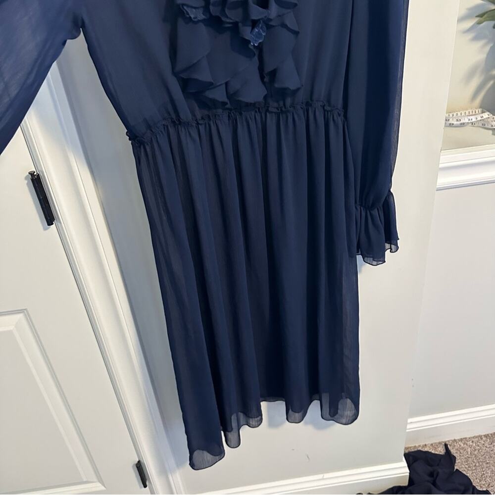 See By Chloe Navy Blue Long Sleeve Floral MIDI Dress Medium - Picture 12 of 16